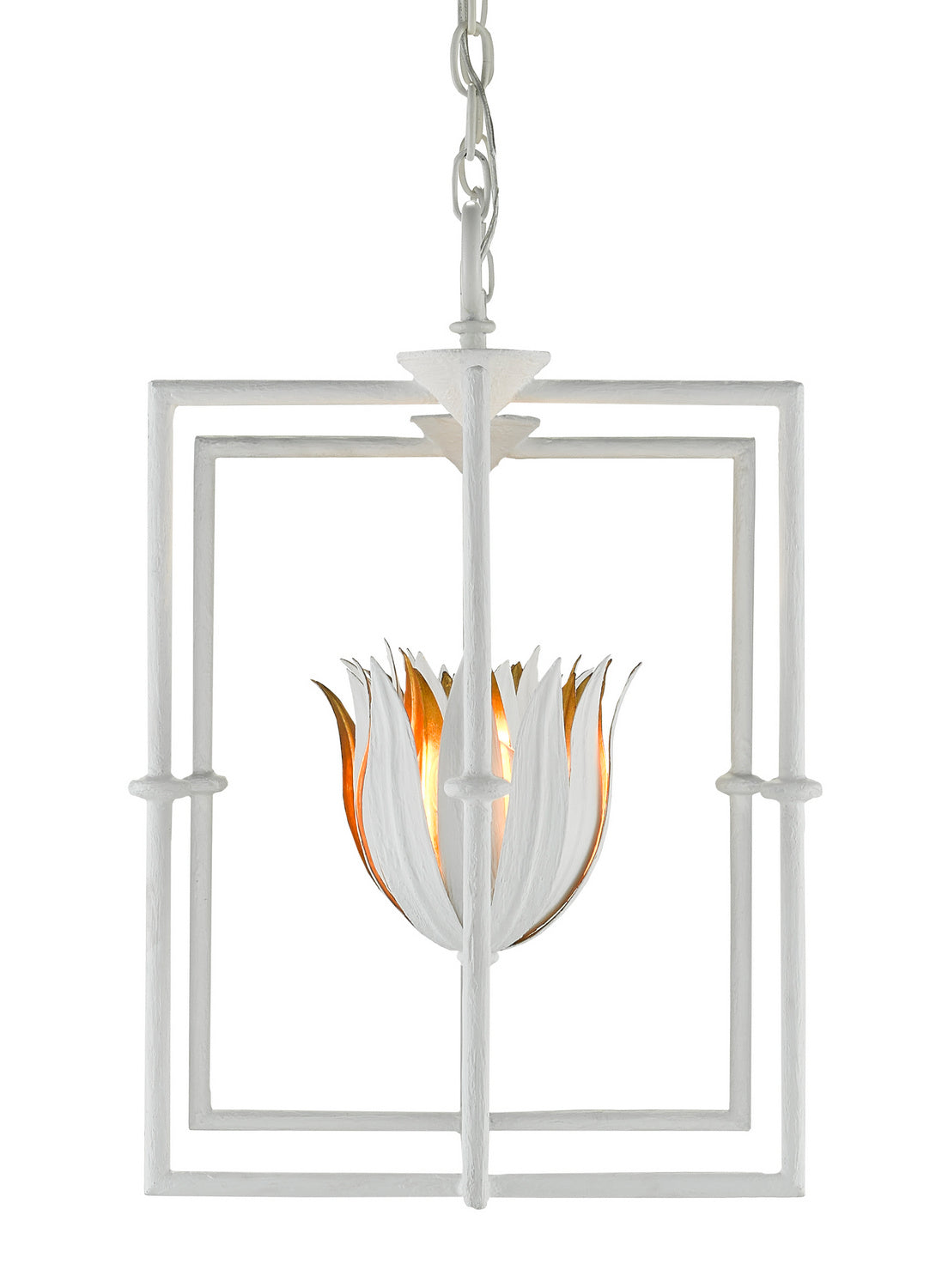 Currey and Company - 9000-0631 - Four Light Lantern - Tulipano - Gesso White/Contemporary Gold Leaf