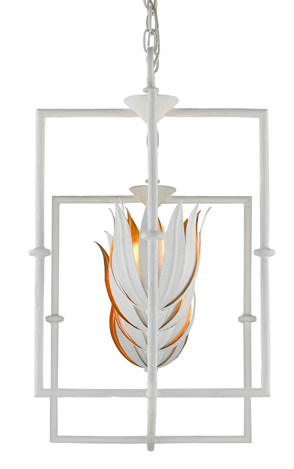 Currey and Company - 9000-0631 - Four Light Lantern - Tulipano - Gesso White/Contemporary Gold Leaf