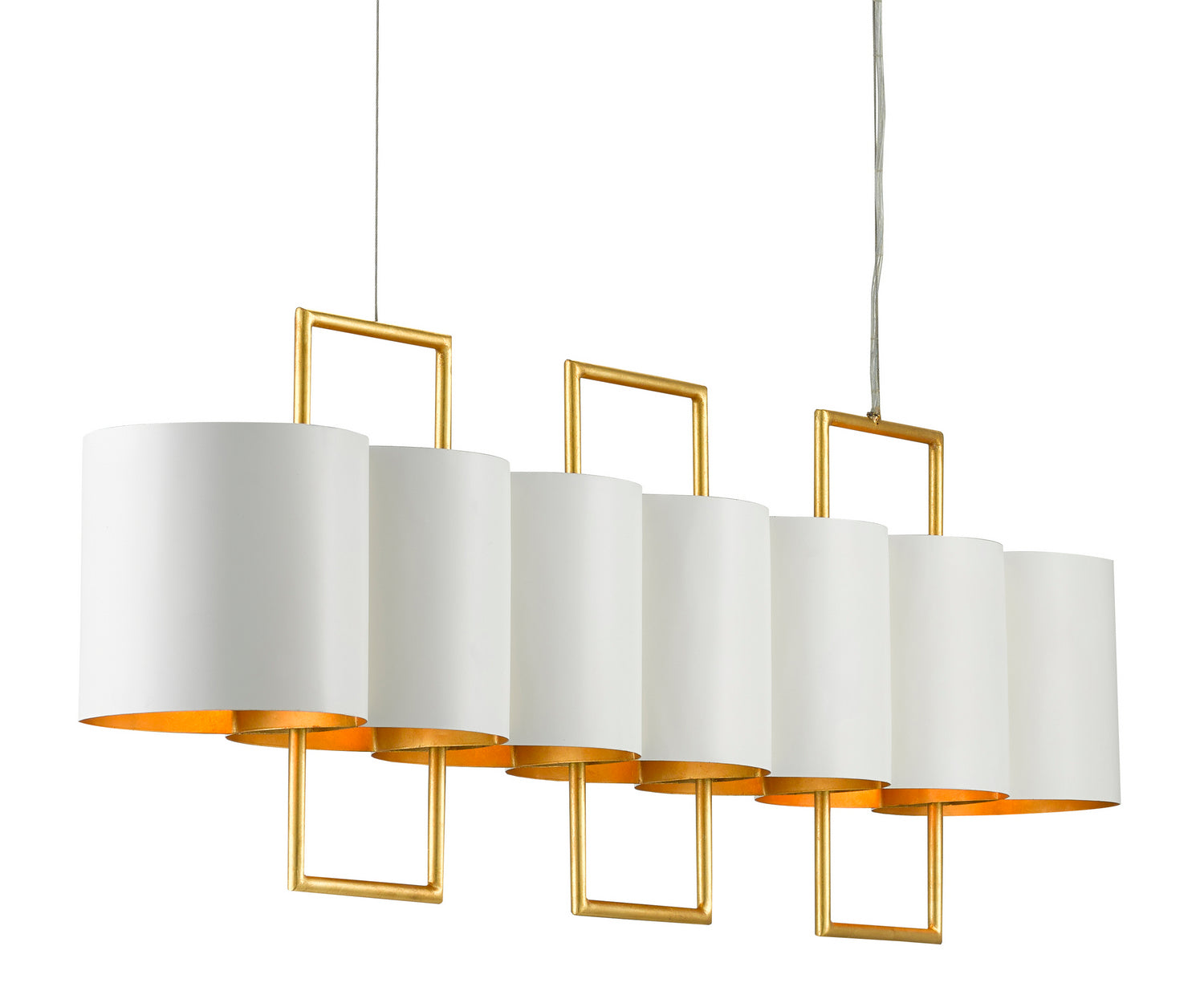 Currey and Company - 9000-0633 - Seven Light Chandelier - Chaunce - Painted Gesso White/Contemporary Gold Leaf