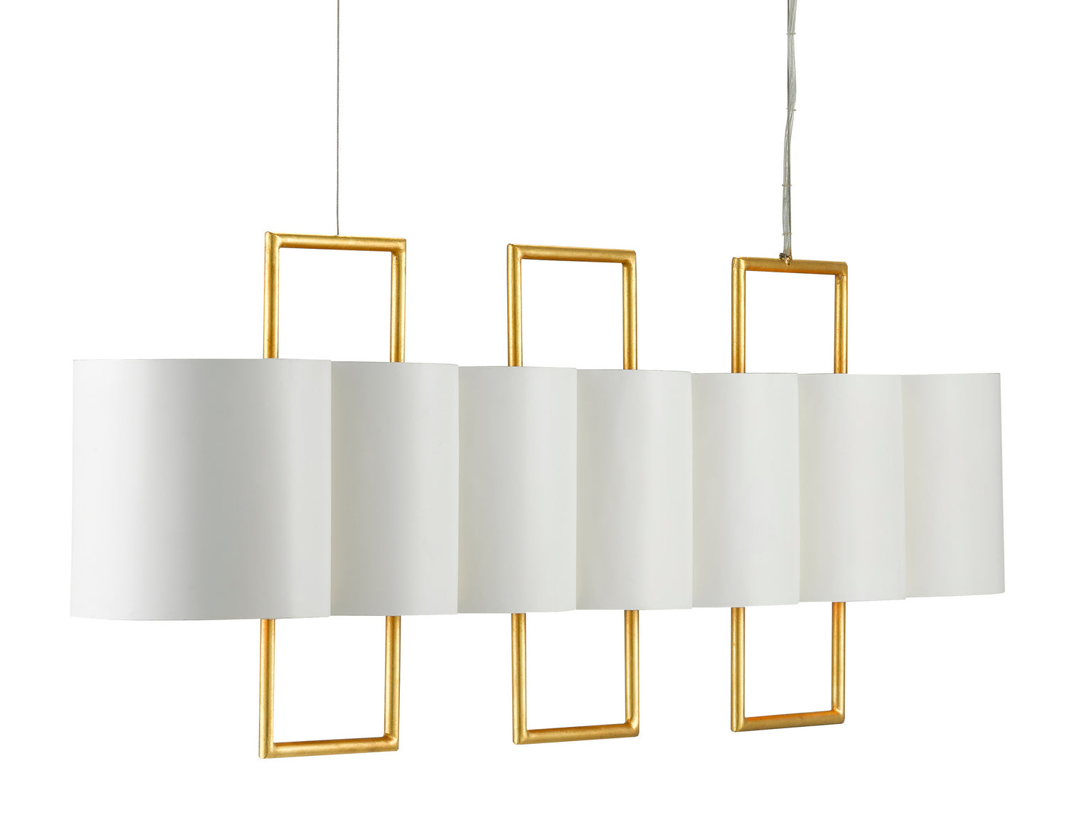 Currey and Company - 9000-0633 - Seven Light Chandelier - Chaunce - Painted Gesso White/Contemporary Gold Leaf