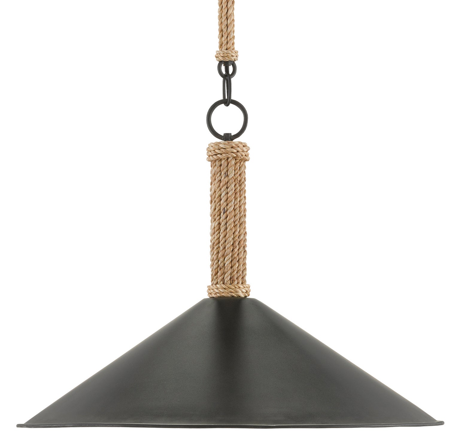 Currey and Company - 9000-0639 - One Light Pendant - Ocracoke - Sugar White/Blacksmith/Natural Rope