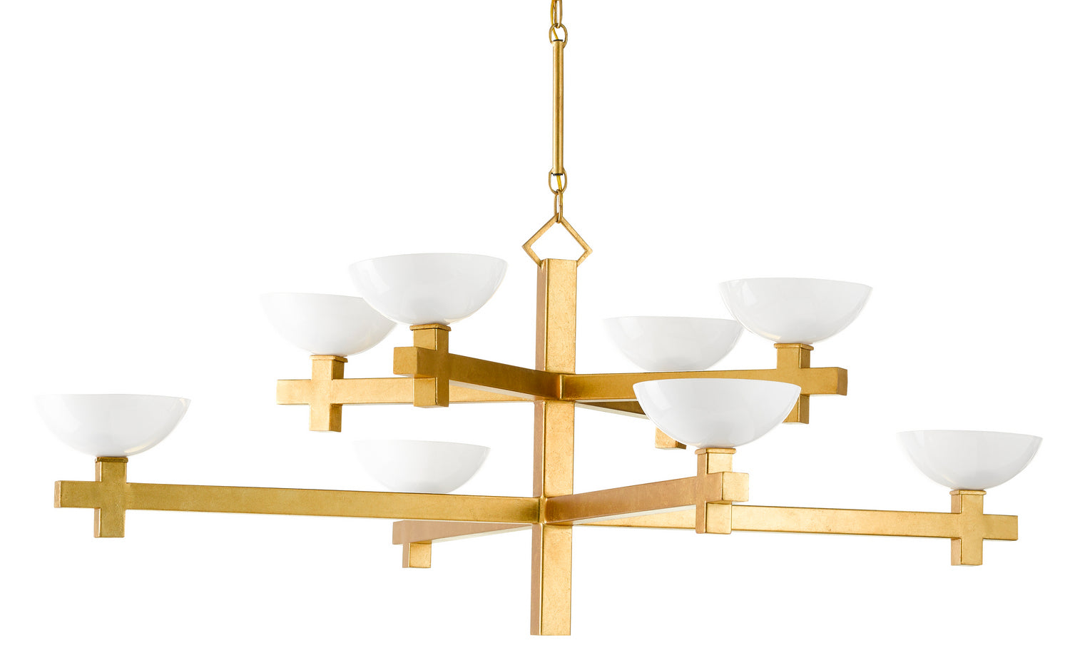 Currey and Company - 9000-0642 - Eight Light Chandelier - Poitou - Contemporary Gold Leaf/White