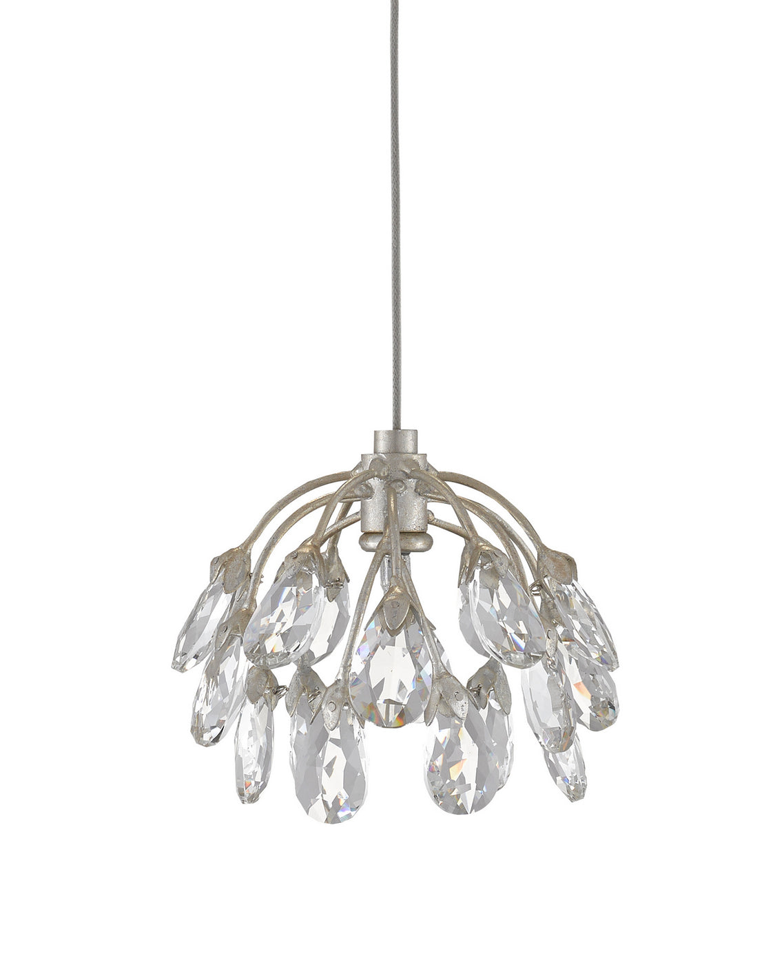 Currey and Company - 9000-0667 - One Light Pendant - Crystal - Crystal/ Contemporary Silver Leaf