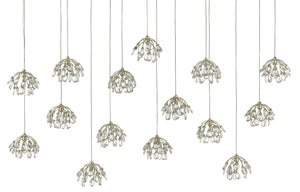 Currey and Company - 9000-0671 - 15 Light Pendant - Crystal - Crystal/ Contemporary Silver Leaf