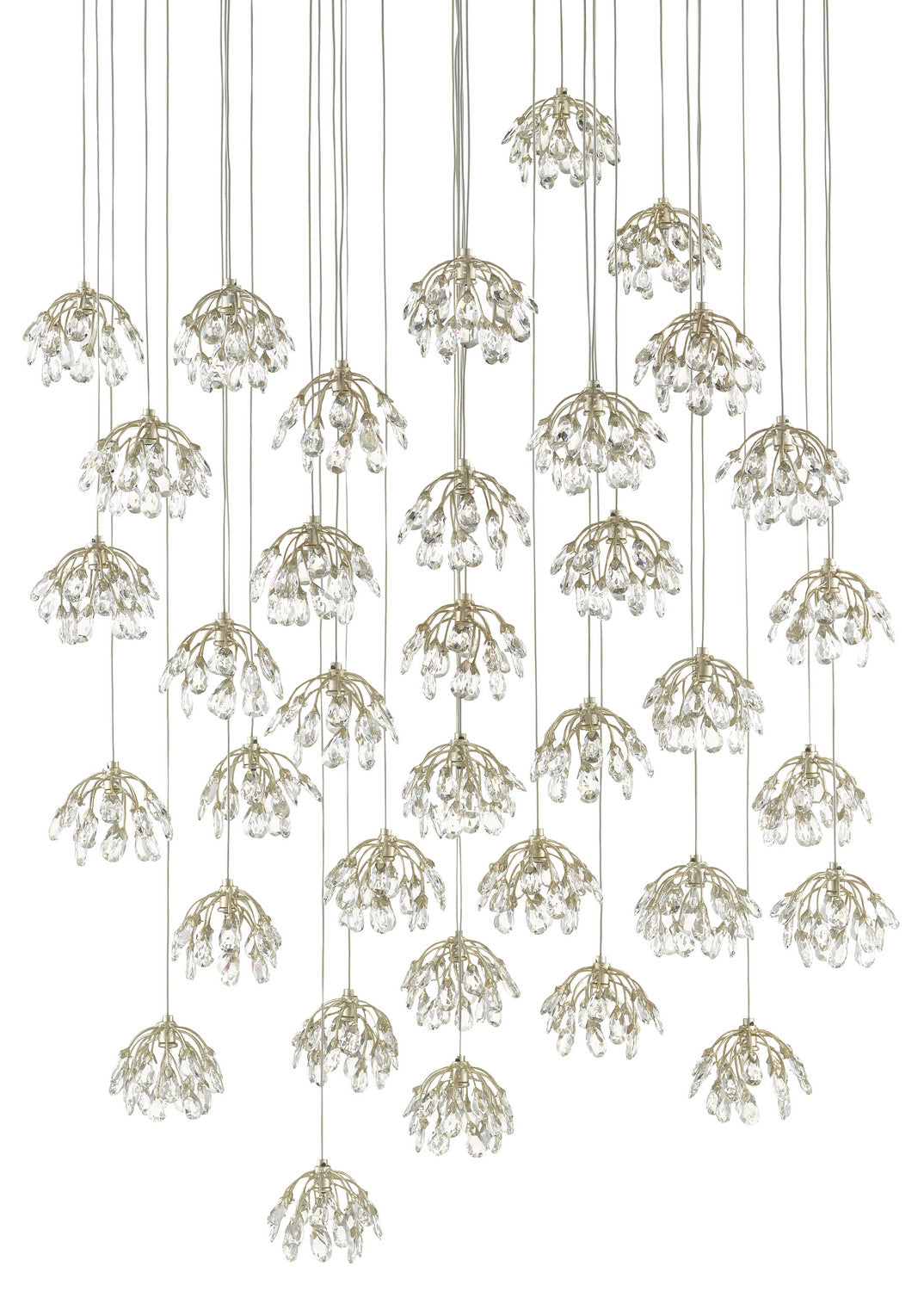 Currey and Company - 9000-0673 - 36 Light Pendant - Crystal - Crystal/ Contemporary Silver Leaf