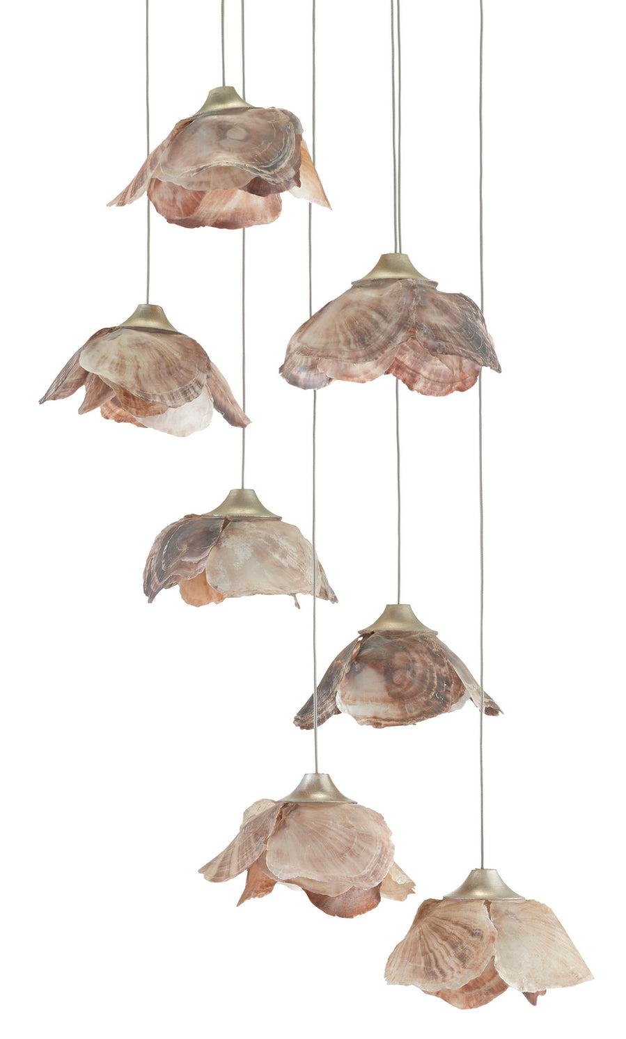 Currey and Company - 9000-0676 - Seven Light Pendant - Catrice - Natural Shell/Contemporary Silver Leaf