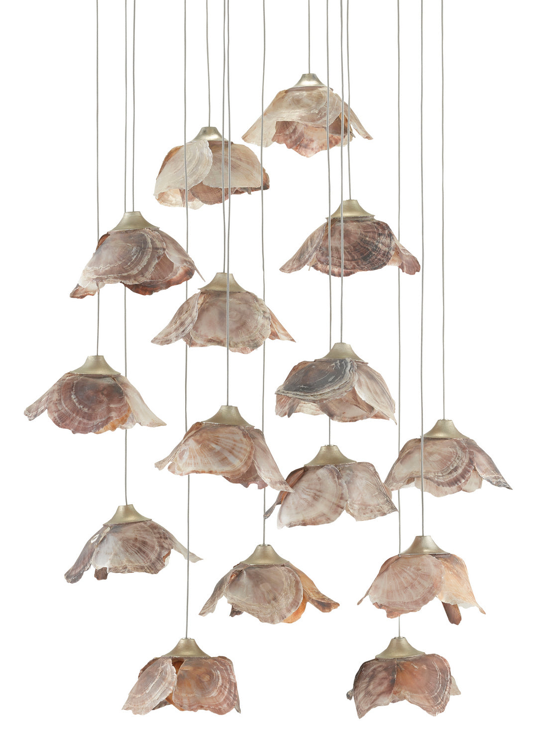 Currey and Company - 9000-0677 - 15 Light Pendant - Catrice - Natural Shell/Contemporary Silver Leaf