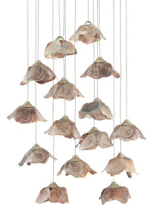 Currey and Company - 9000-0677 - 15 Light Pendant - Catrice - Natural Shell/Contemporary Silver Leaf