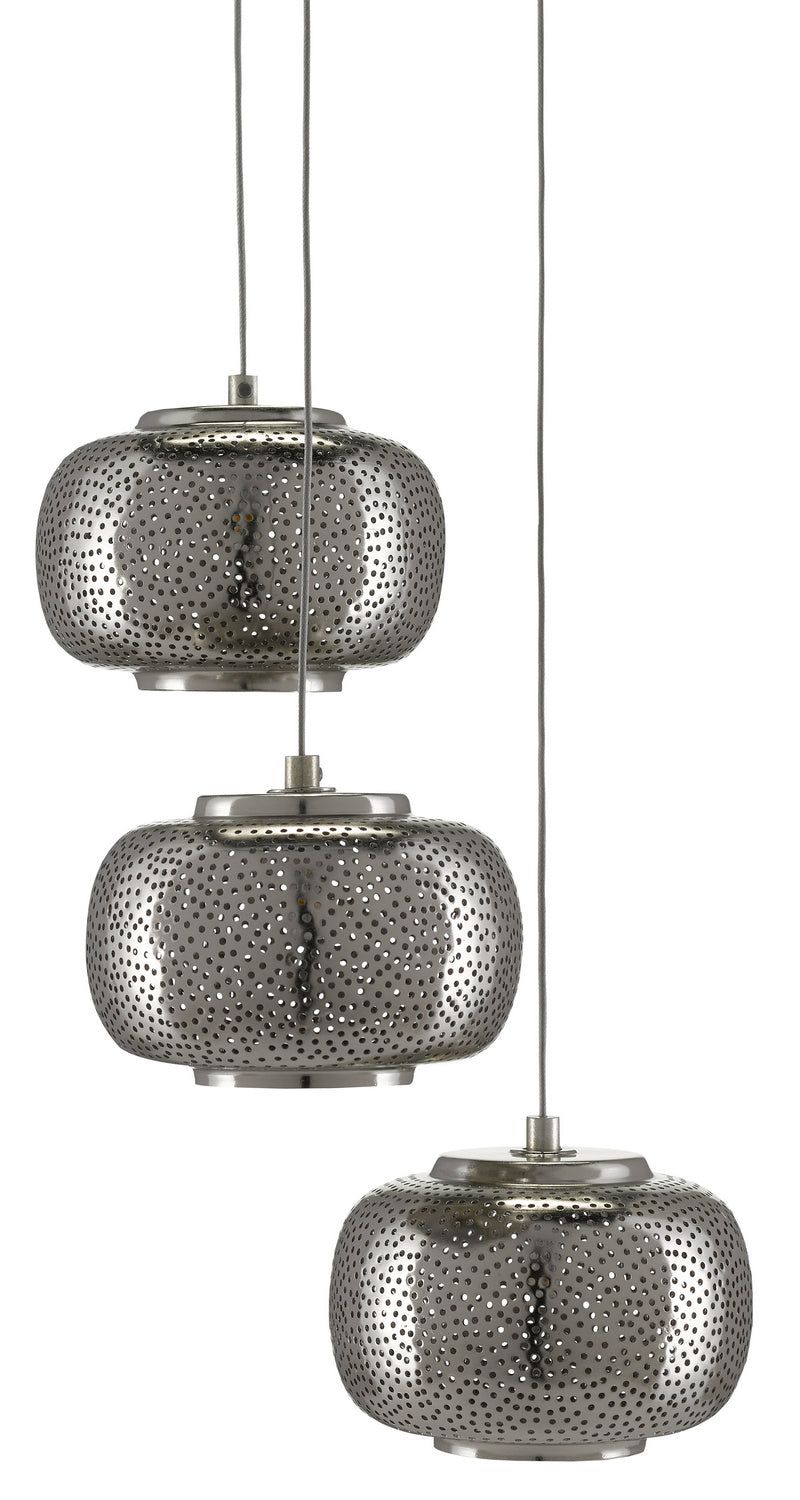 Currey and Company - 9000-0689 - Three Light Pendant - Pepper - Nickel