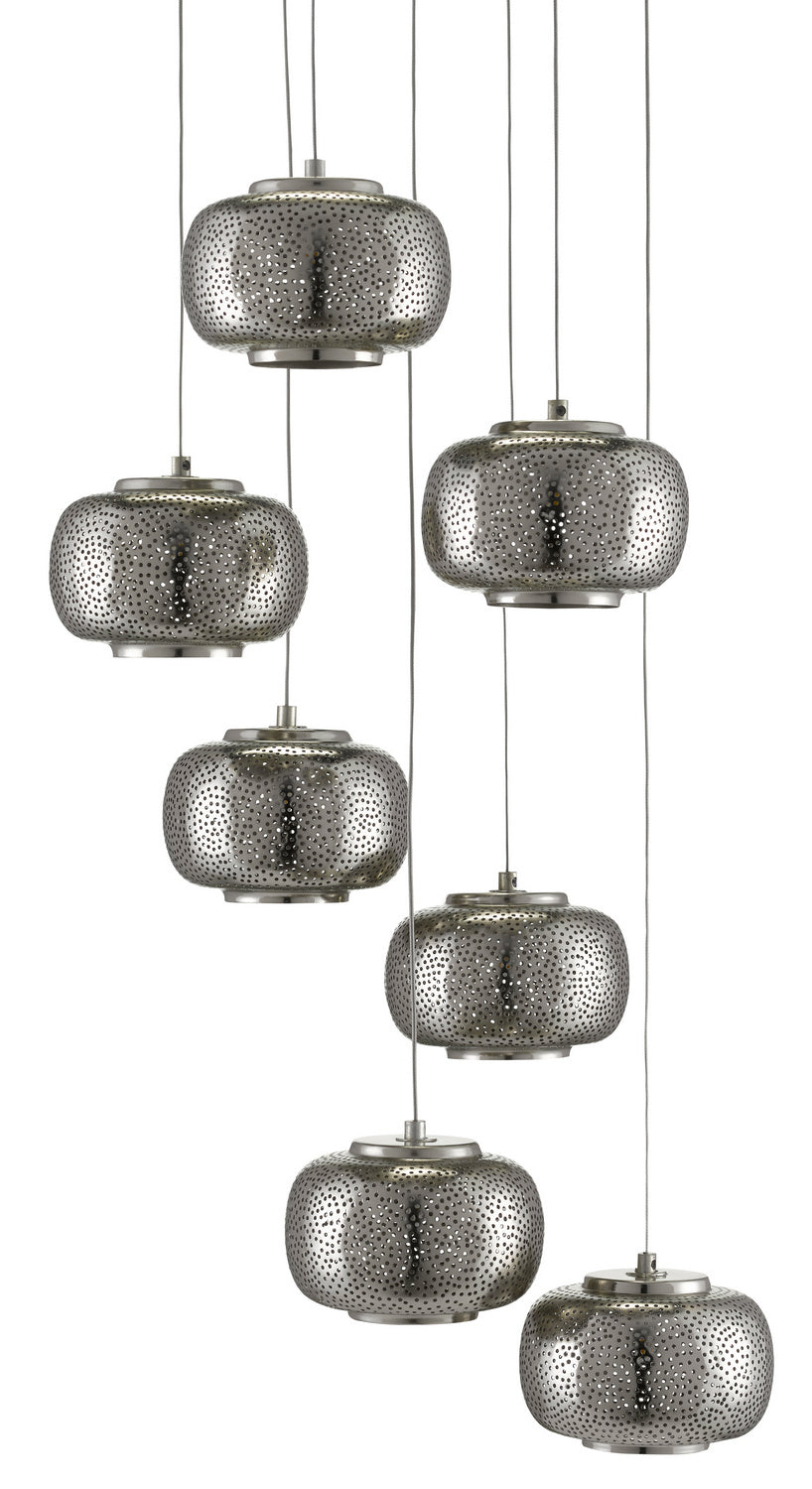 Currey and Company - 9000-0690 - Seven Light Pendant - Pepper - Nickel