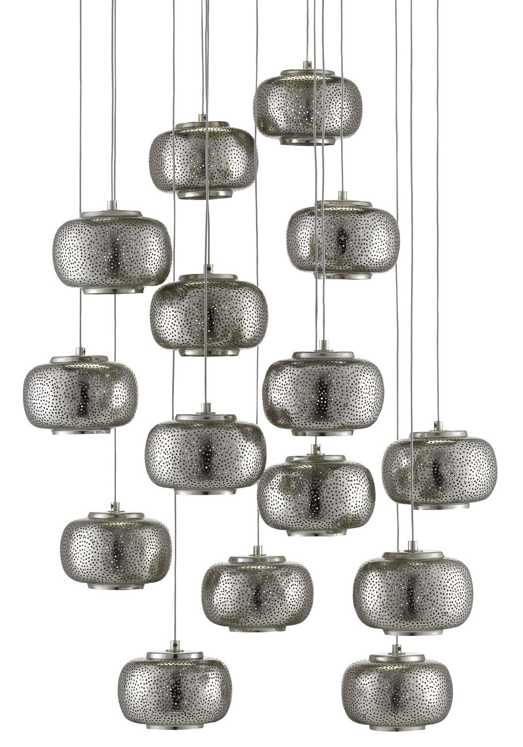 Currey and Company - 9000-0691 - 15 Light Pendant - Pepper - Nickel