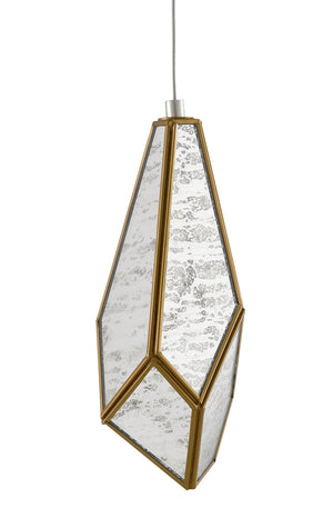 Currey and Company - 9000-0702 - One Light Pendant - Glace - Raj Mirror/Antique Brass