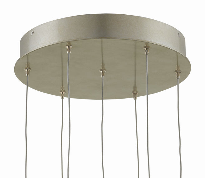 Currey and Company - 9000-0704 - Seven Light Pendant - Glace - Raj Mirror/Antique Brass