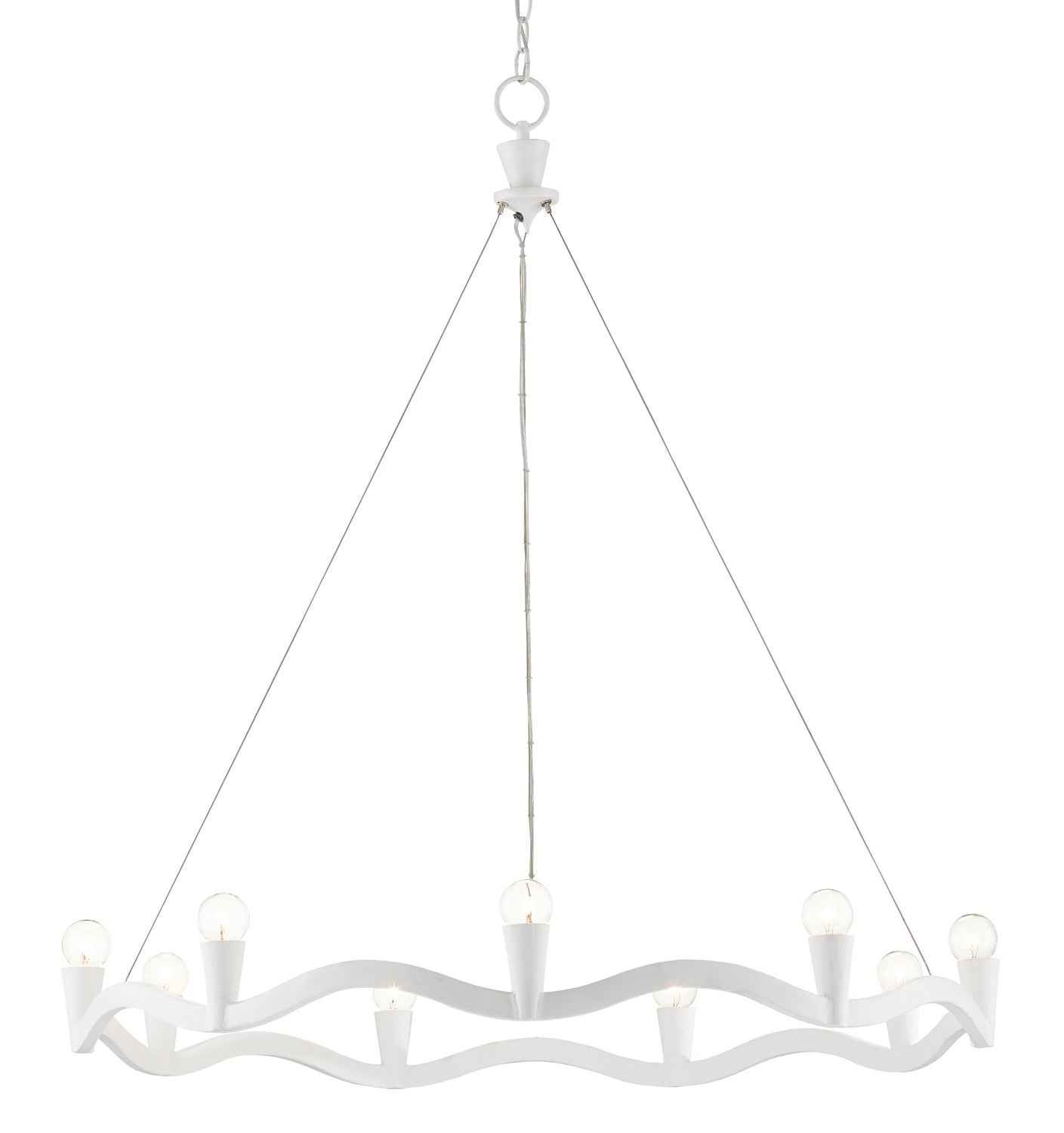 Currey and Company - 9000-0730 - Nine Light Chandelier - Serpentina - Gesso White