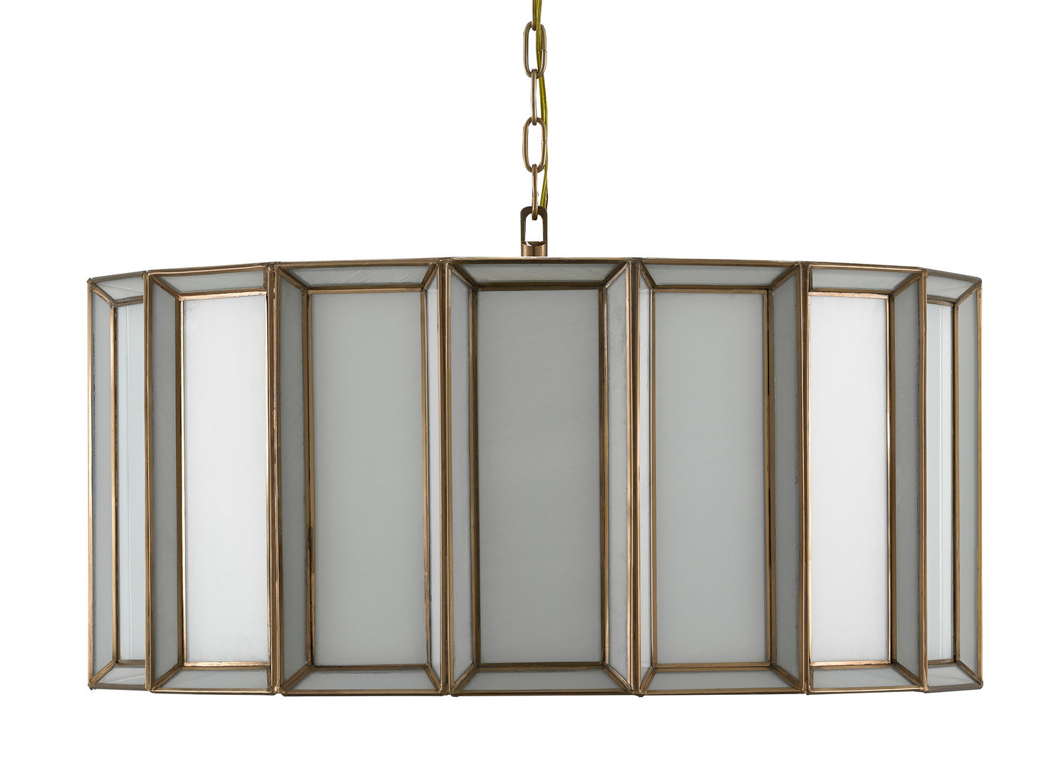 Currey and Company - 9000-0750 - Three Light Pendant - Daze - Antique Brass/White