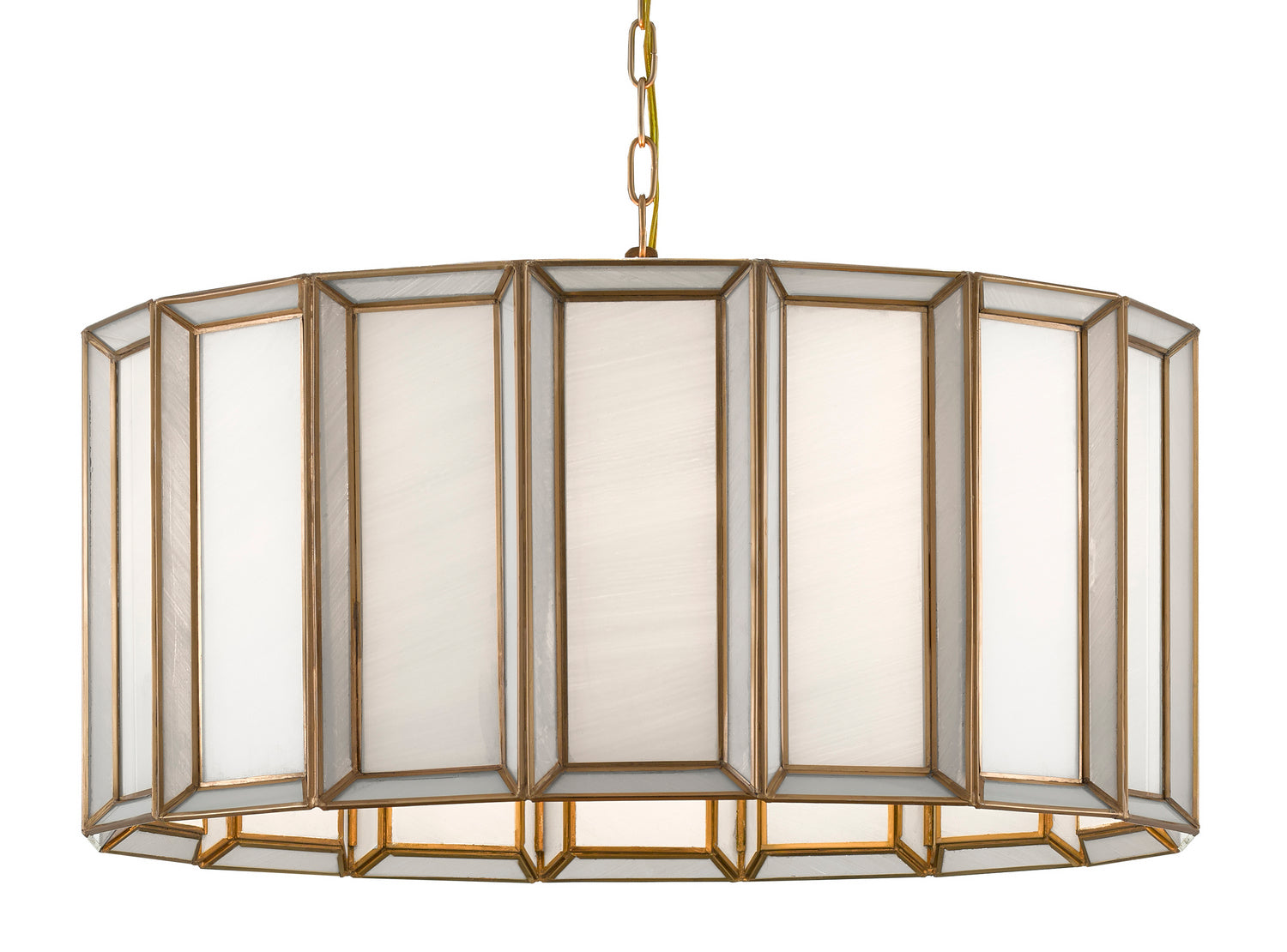 Currey and Company - 9000-0750 - Three Light Pendant - Daze - Antique Brass/White