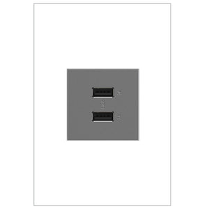 Legrand - ARUSB2AA6M4 - Usb Outlet, 2 Module, A/A Usb Outlet - Adorne - Magnesium