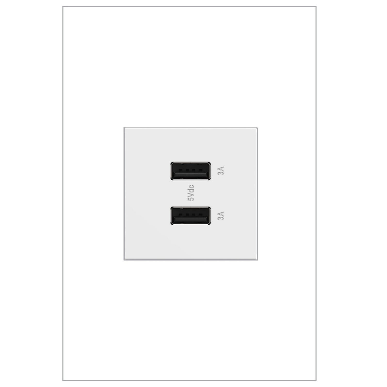 Legrand - ARUSB2AA6W4 - Usb Outlet, 2 Module, A/A Usb Outlet - Adorne - WHITE