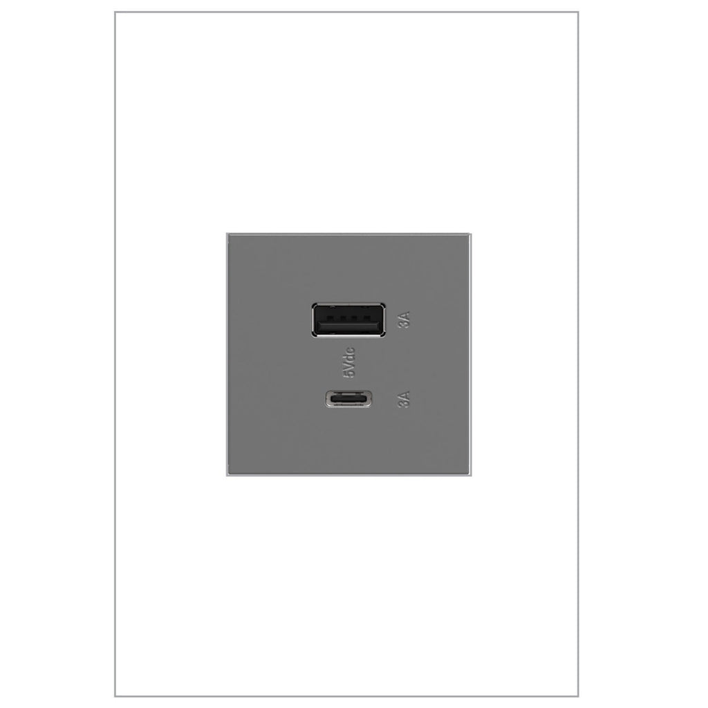 Legrand - ARUSB2AC6M4 - Ultra-Fast USB Type-A/C Outlet Module - adorne - Magnesium