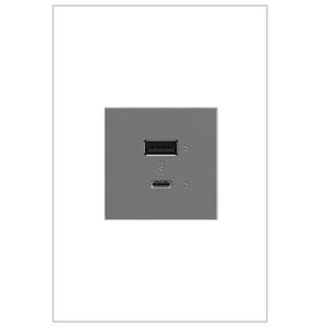 Legrand - ARUSB2AC6M4 - Usb, Hybrid, Outlet, A/C Usb Outlet - Adorne - Magnesium