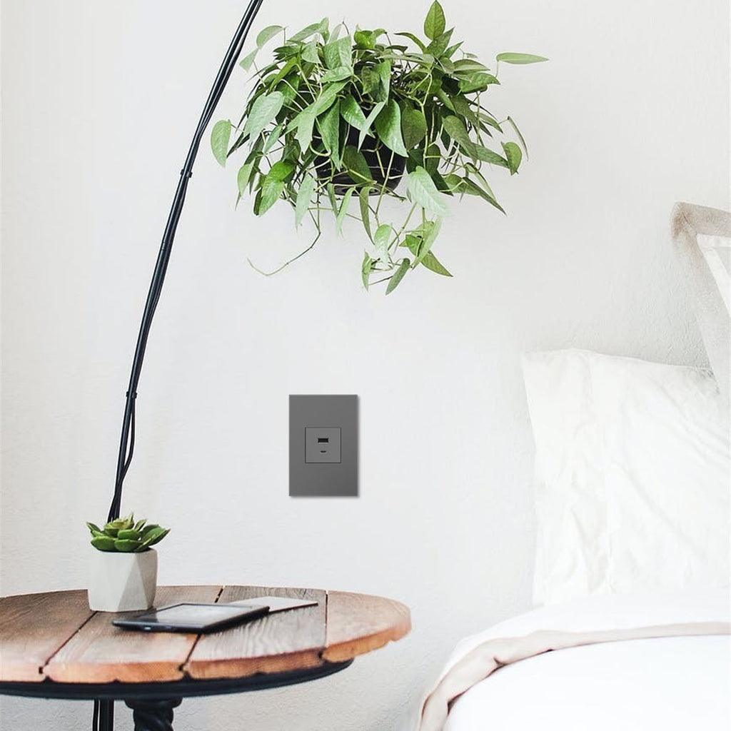 Legrand - ARUSB2AC6M4 - Ultra-Fast USB Type-A/C Outlet Module - adorne - Magnesium
