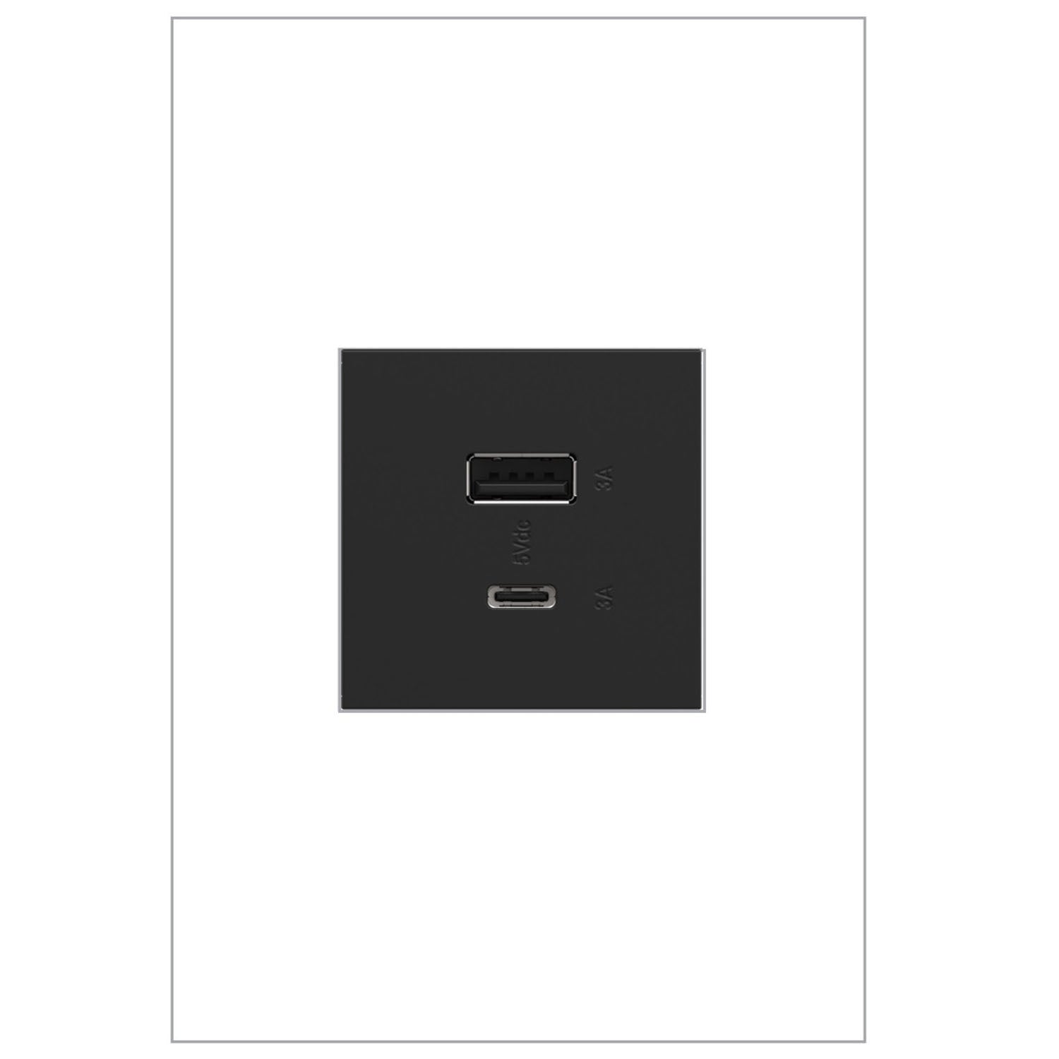 Legrand - ARUSB2AC6G4 - Usb, Hybrid, Outlet, A/C Usb Outlet - Adorne - Graphite