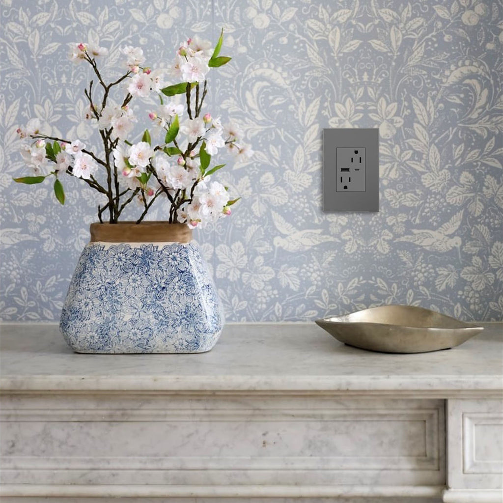 Legrand - ARTRUSB156ACM4 - 15A Tamper-Resistant Ultra-Fast USB Type-A/C Outlet - adorne - Magnesium