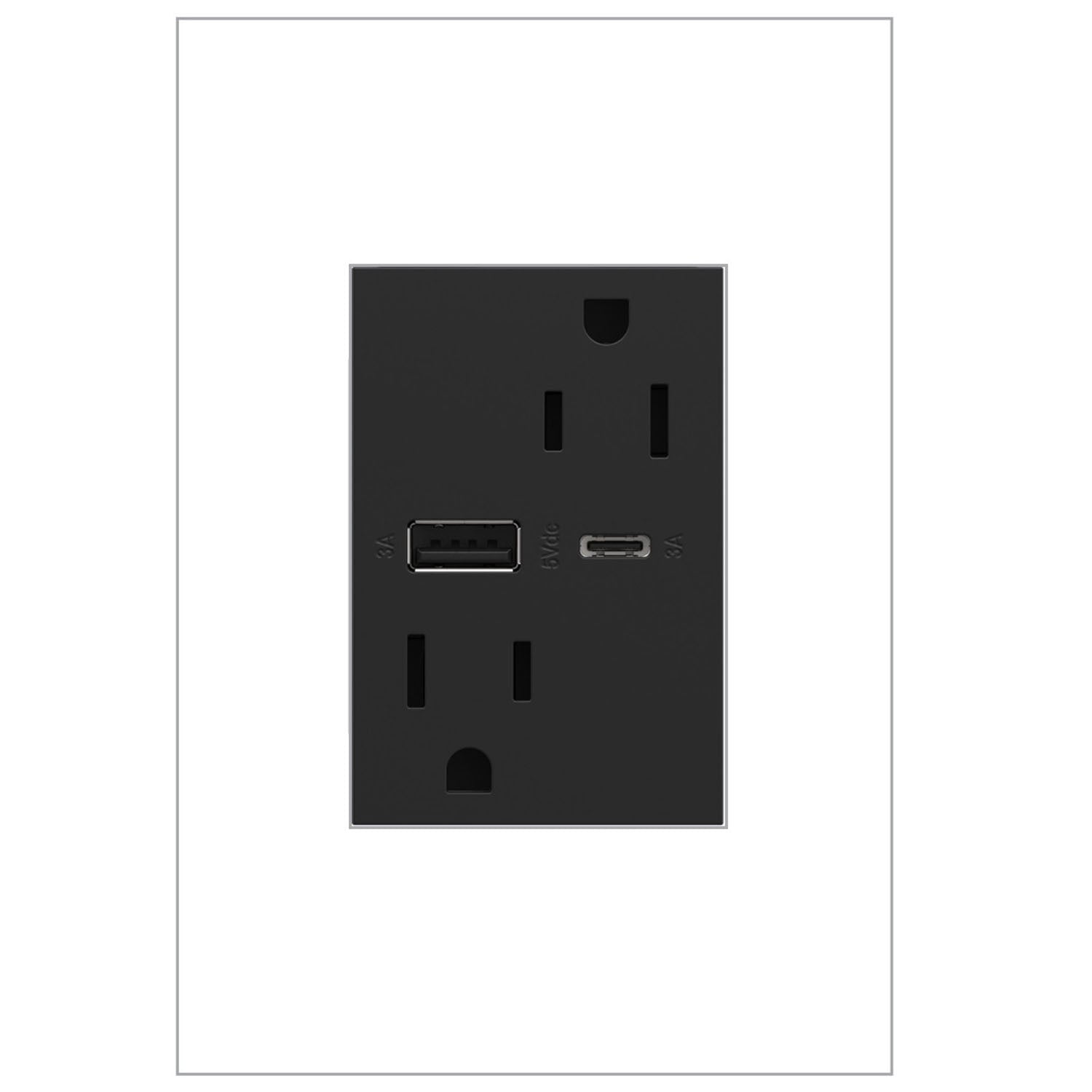 Legrand - ARTRUSB156ACG4 - 15A Tamper-Resistant Ultra-Fast USB Type-A/C Outlet - adorne - Graphite