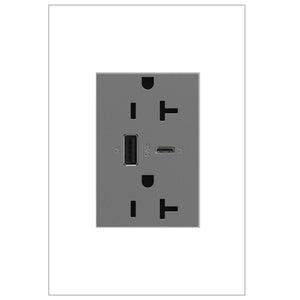Legrand - ARTRUSB206ACM4 - 20A Tamper-Resistant Ultra-Fast USB Type-A/C Outlet - adorne - Magnesium
