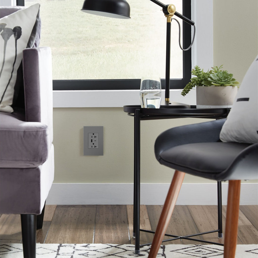 Legrand - ARTRUSB206ACM4 - 20A Tamper-Resistant Ultra-Fast USB Type-A/C Outlet - adorne - Magnesium