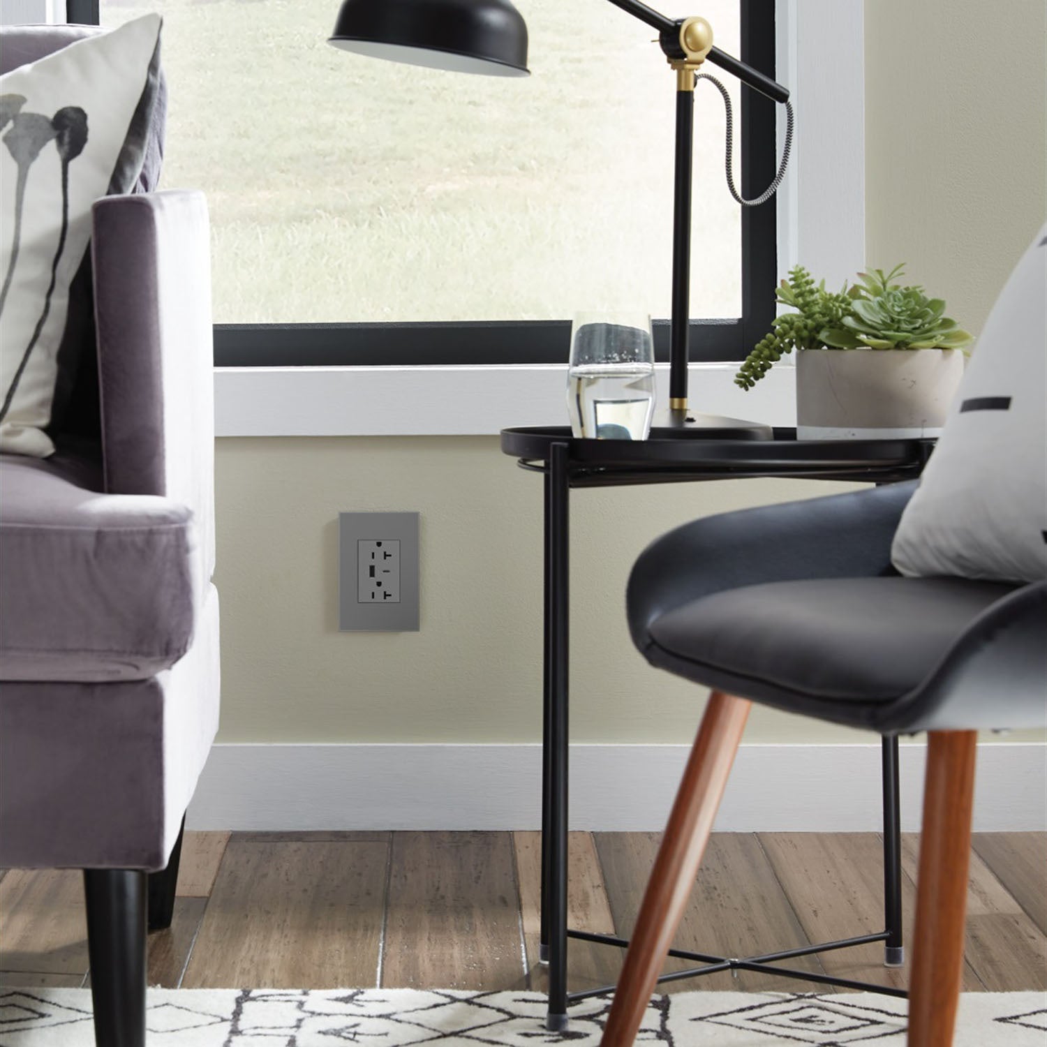 Legrand - ARTRUSB206ACM4 - 20A Tamper-Resistant Ultra-Fast USB Type-A/C Outlet - adorne - Magnesium