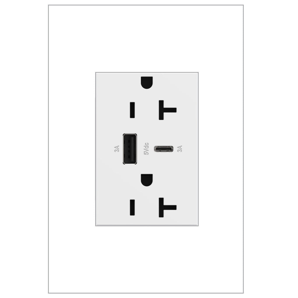 Legrand - ARTRUSB206ACW4 - 20A Tamper-Resistant Ultra-Fast USB Type-A/C Outlet - adorne - White