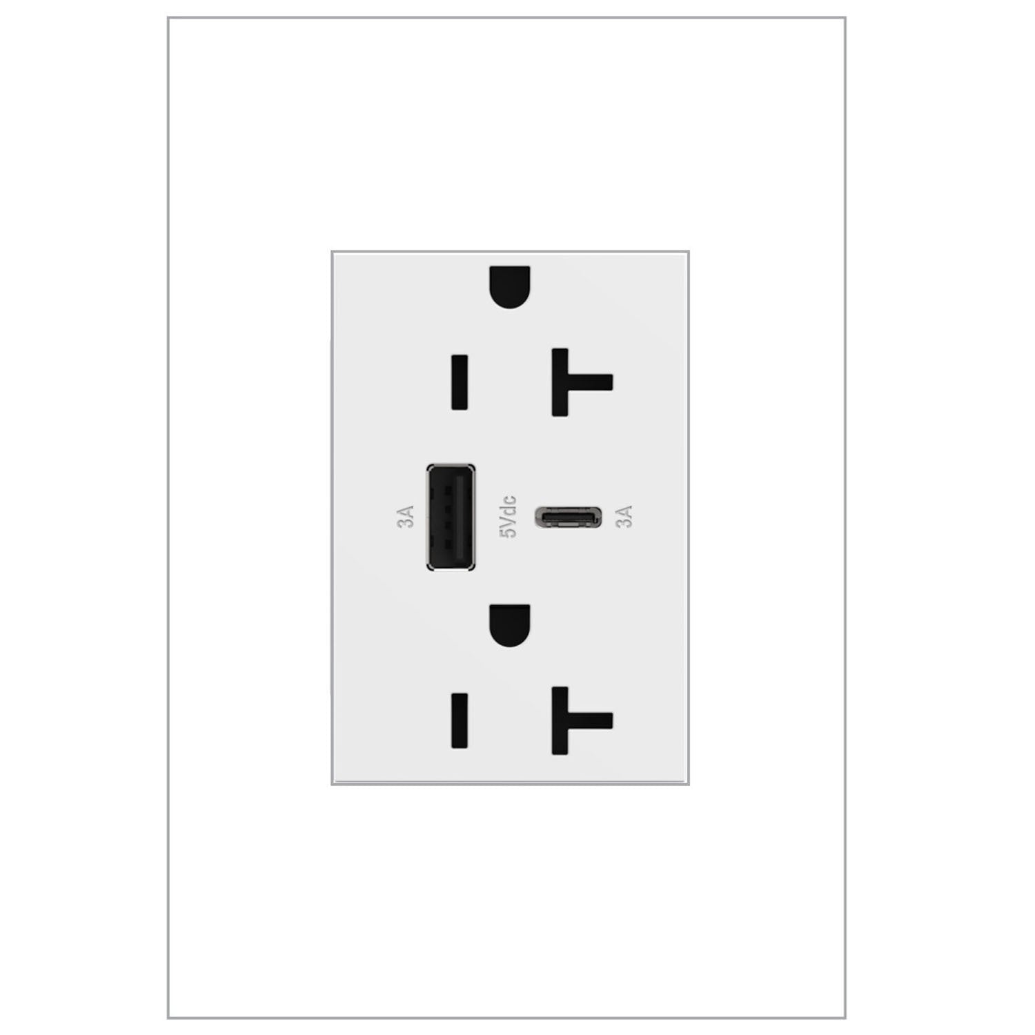Legrand - ARTRUSB206ACW4 - 20A Tamper-Resistant Ultra-Fast USB Type-A/C Outlet - adorne - White
