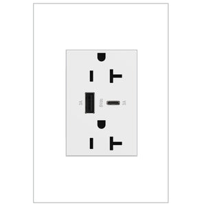 Legrand - ARTRUSB206ACW4 - 20A Tamper-Resistant Ultra-Fast USB Type-A/C Outlet - adorne - White