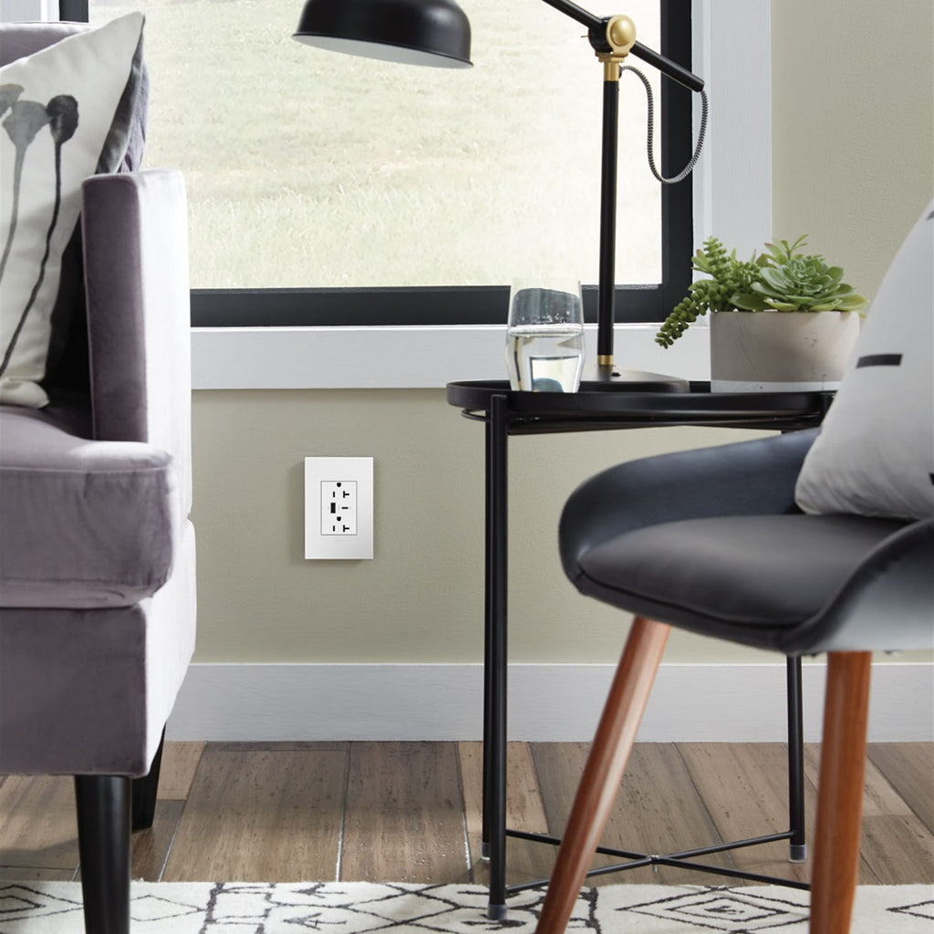 Legrand - ARTRUSB206ACW4 - 20A Tamper-Resistant Ultra-Fast USB Type-A/C Outlet - adorne - White