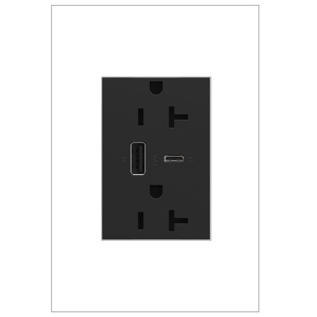 Legrand - ARTRUSB206ACG4 - 20A Tamper-Resistant Ultra-Fast USB Type-A/C Outlet - adorne - Graphite