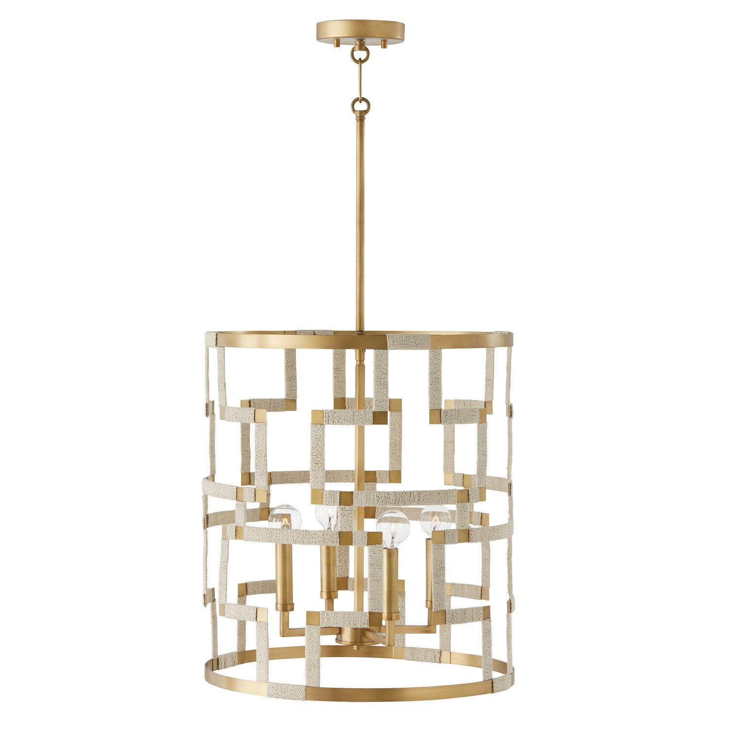 Capital Lighting - 541041NL - Four Light Foyer - Hala - Bleached Natural Jute and Patinaed Brass