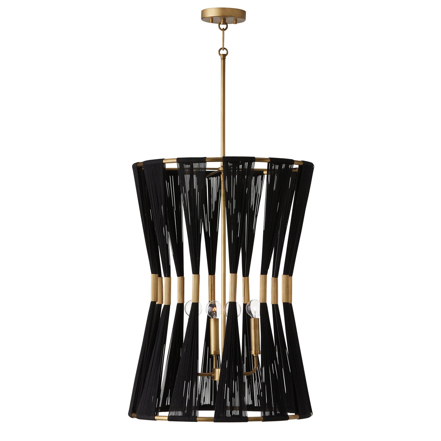 Capital Lighting - 541141KP - Four Light Foyer - Bianca - Black Rope and Patinaed Brass