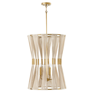 Capital Lighting - 541141NP - Four Light Foyer - Bianca - Bleached Natural Rope and Patinaed Brass