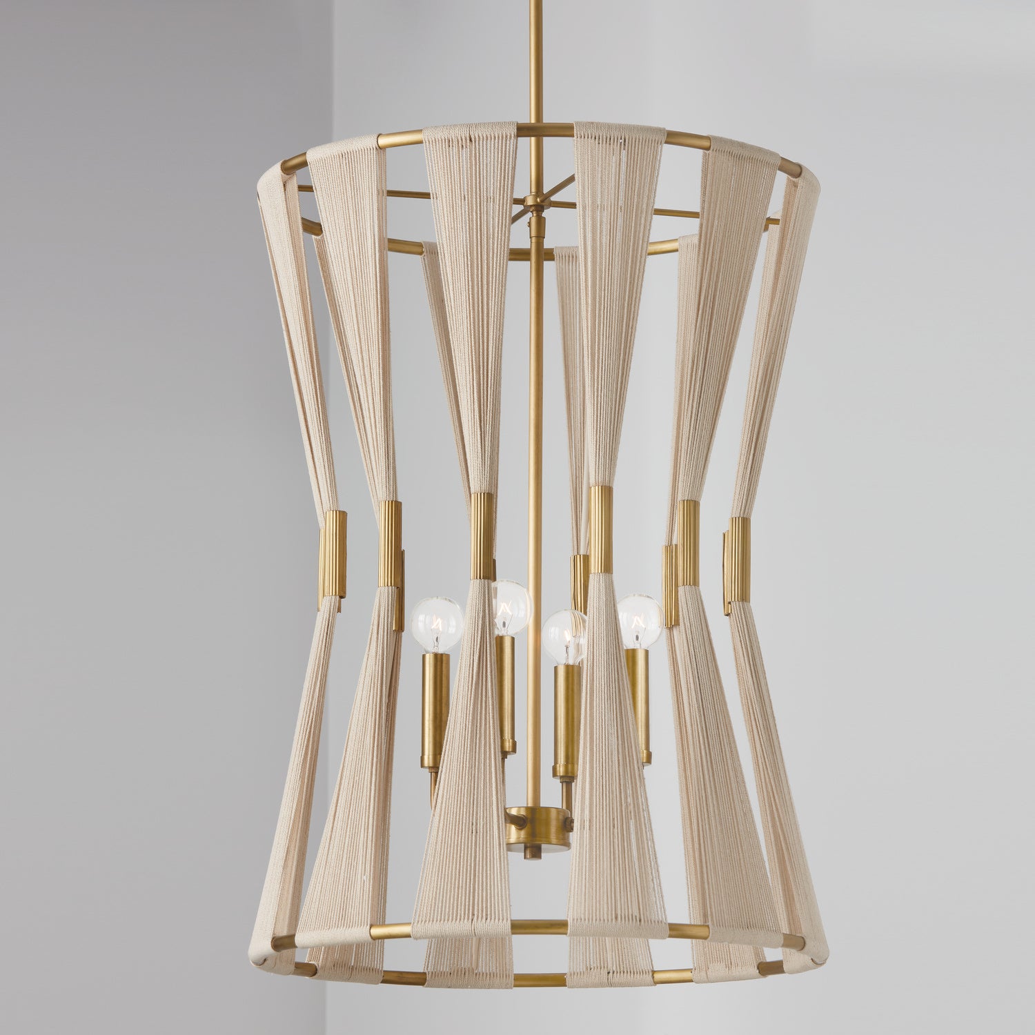 Capital Lighting - 541141NP - Four Light Foyer - Bianca - Bleached Natural Rope and Patinaed Brass