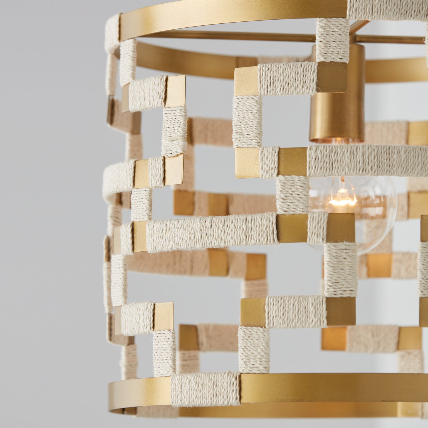 Capital Lighting - 341011NL - One Light Pendant - Hala - Bleached Natural Jute and Patinaed Brass