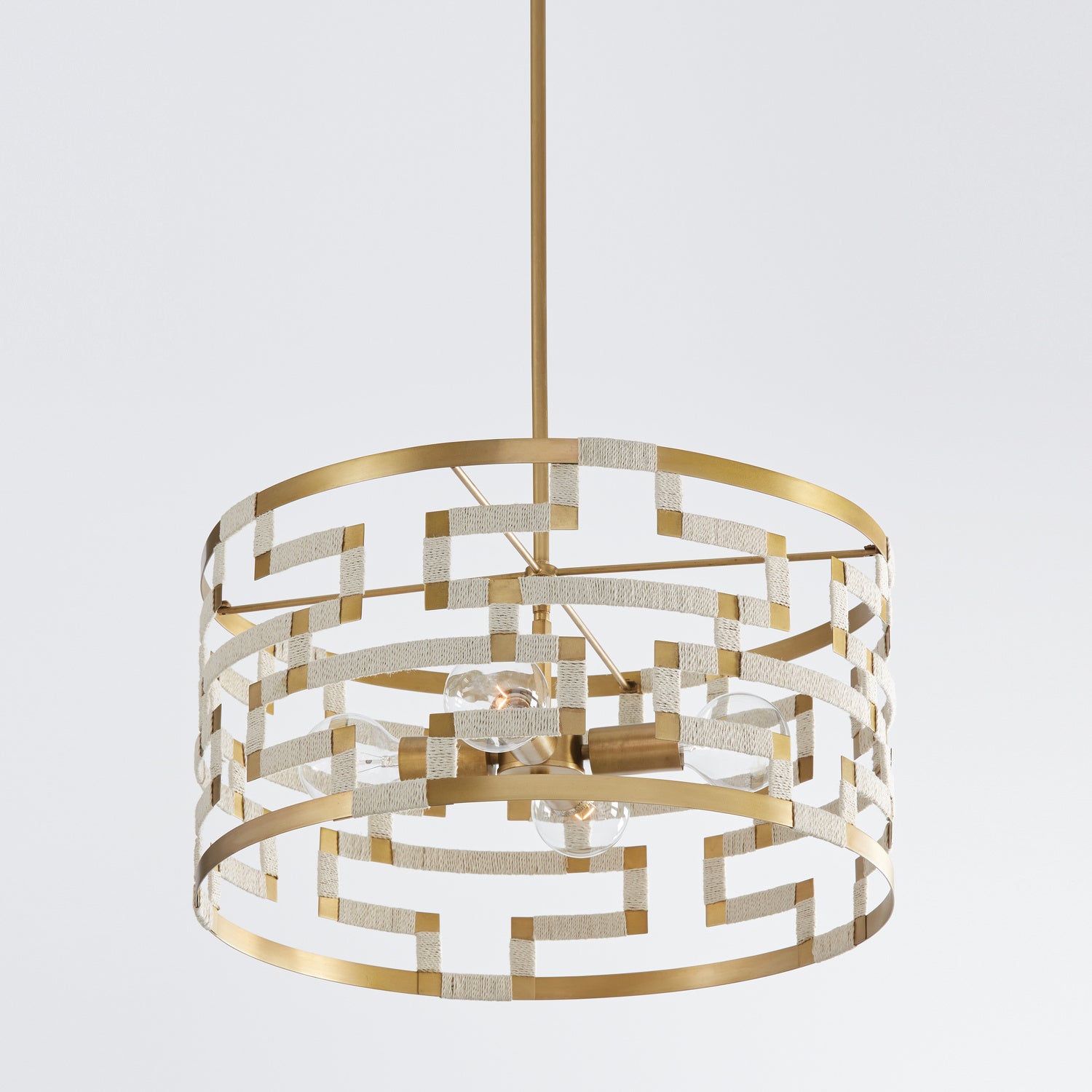 Capital Lighting - 341041NL - Four Light Pendant - Hala - Bleached Natural Jute and Patinaed Brass