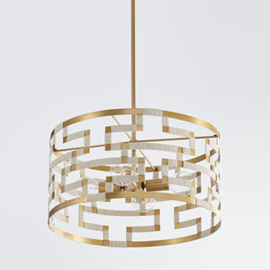 Capital Lighting - 341041NL - Four Light Pendant - Hala - Bleached Natural Jute and Patinaed Brass