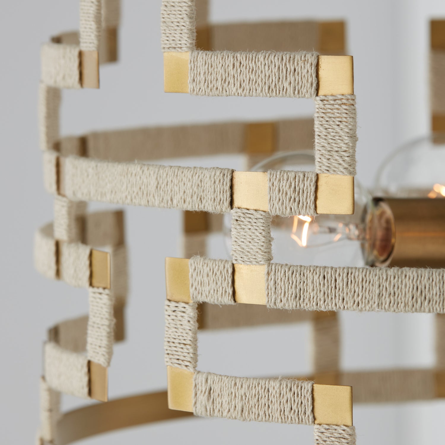 Capital Lighting - 341041NL - Four Light Pendant - Hala - Bleached Natural Jute and Patinaed Brass