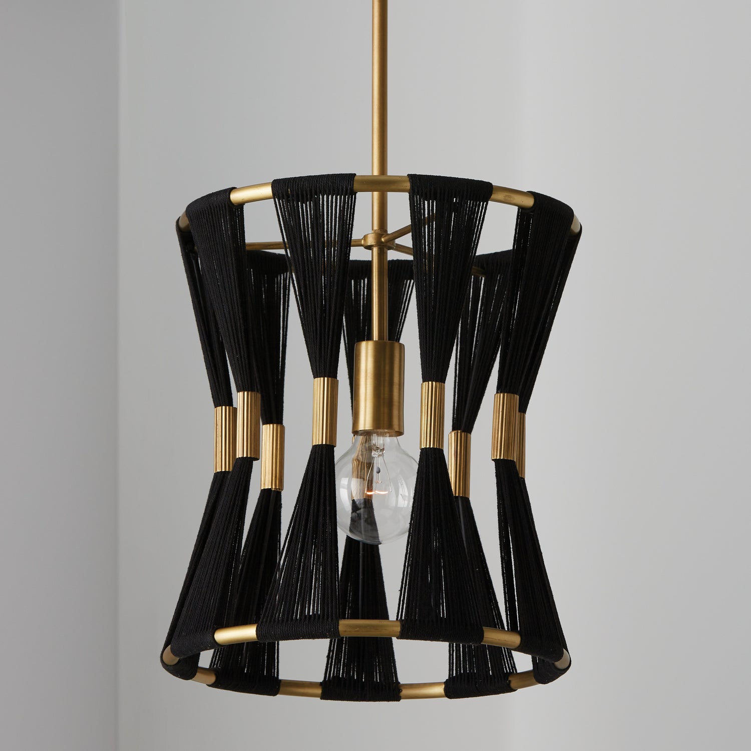 Capital Lighting - 341111KP - One Light Pendant - Bianca - Black Rope and Patinaed Brass