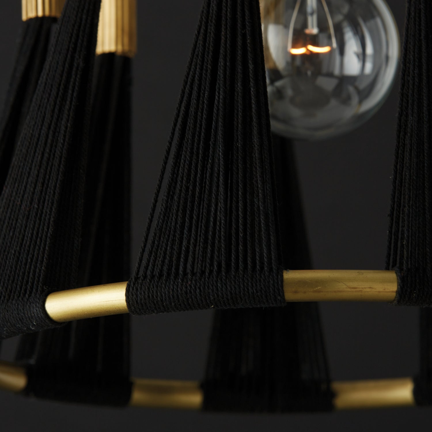 Capital Lighting - 341111KP - One Light Pendant - Bianca - Black Rope and Patinaed Brass