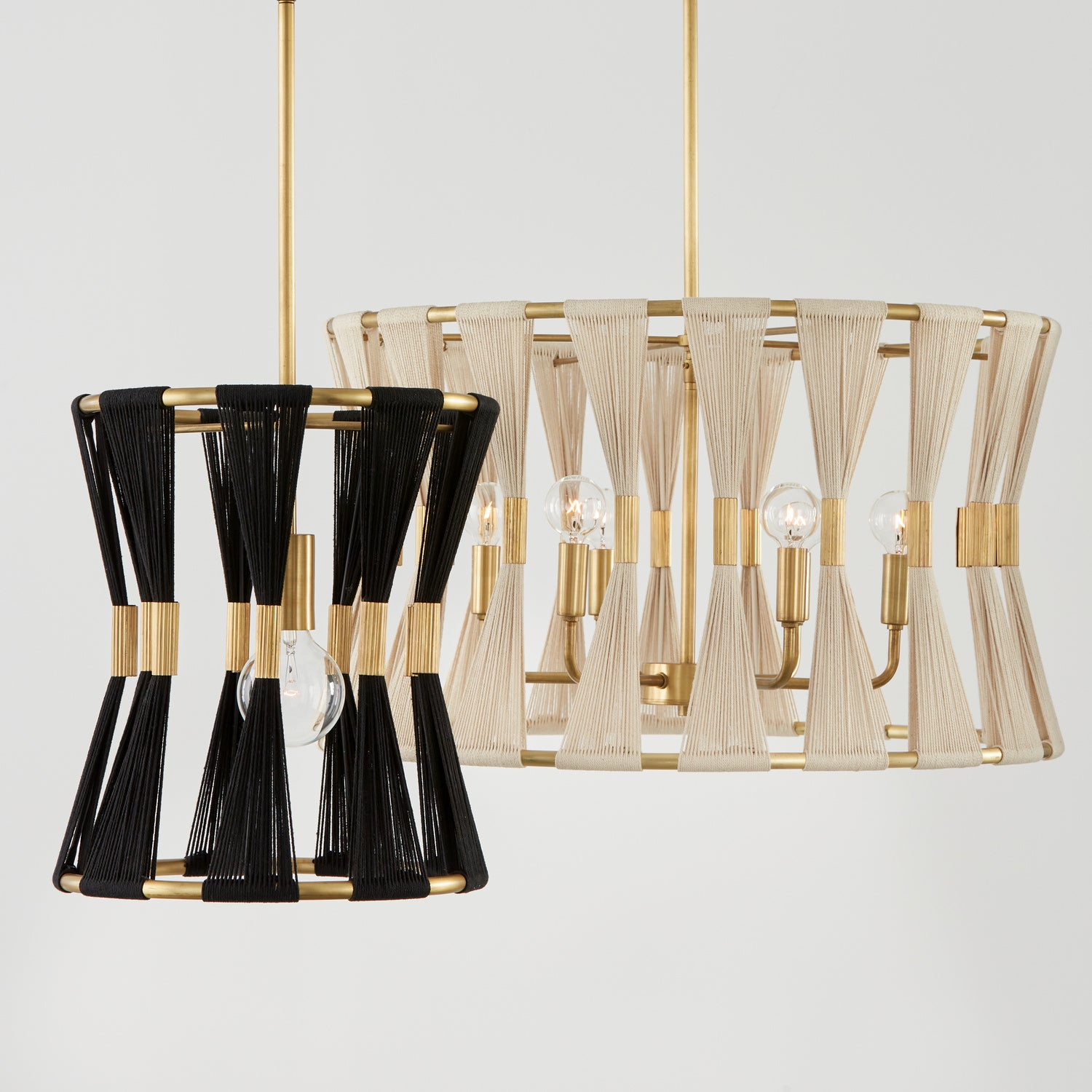 Capital Lighting - 341111KP - One Light Pendant - Bianca - Black Rope and Patinaed Brass