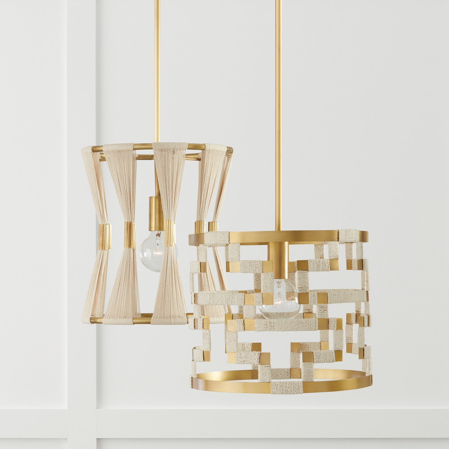Capital Lighting - 341111NP - One Light Pendant - Bianca - Bleached Natural Rope and Patinaed Brass