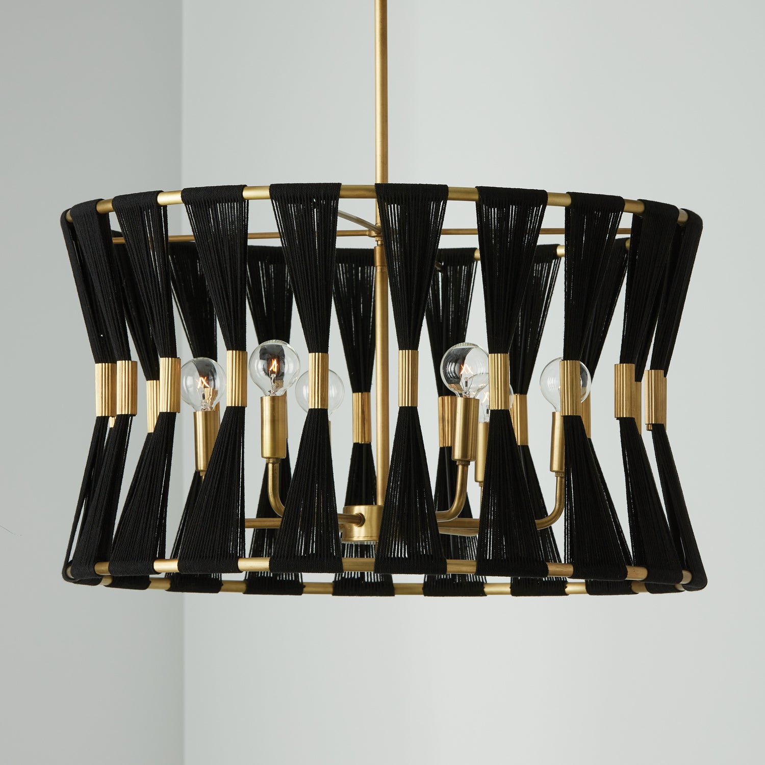Capital Lighting - 341161KP - Six Light Pendant - Bianca - Black Rope and Patinaed Brass