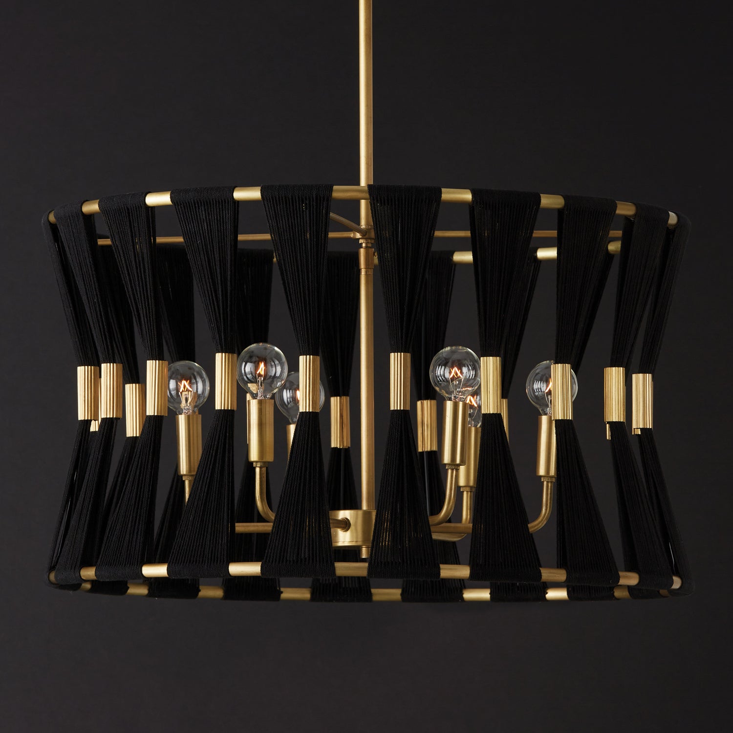 Capital Lighting - 341161KP - Six Light Pendant - Bianca - Black Rope and Patinaed Brass